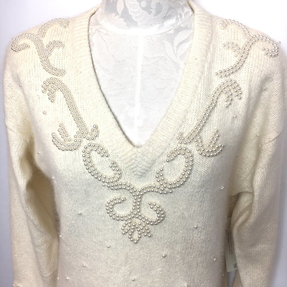 VTG 80’s Karen Scott II Silk Angora Lambswool Pullover Sweater NOS NWT